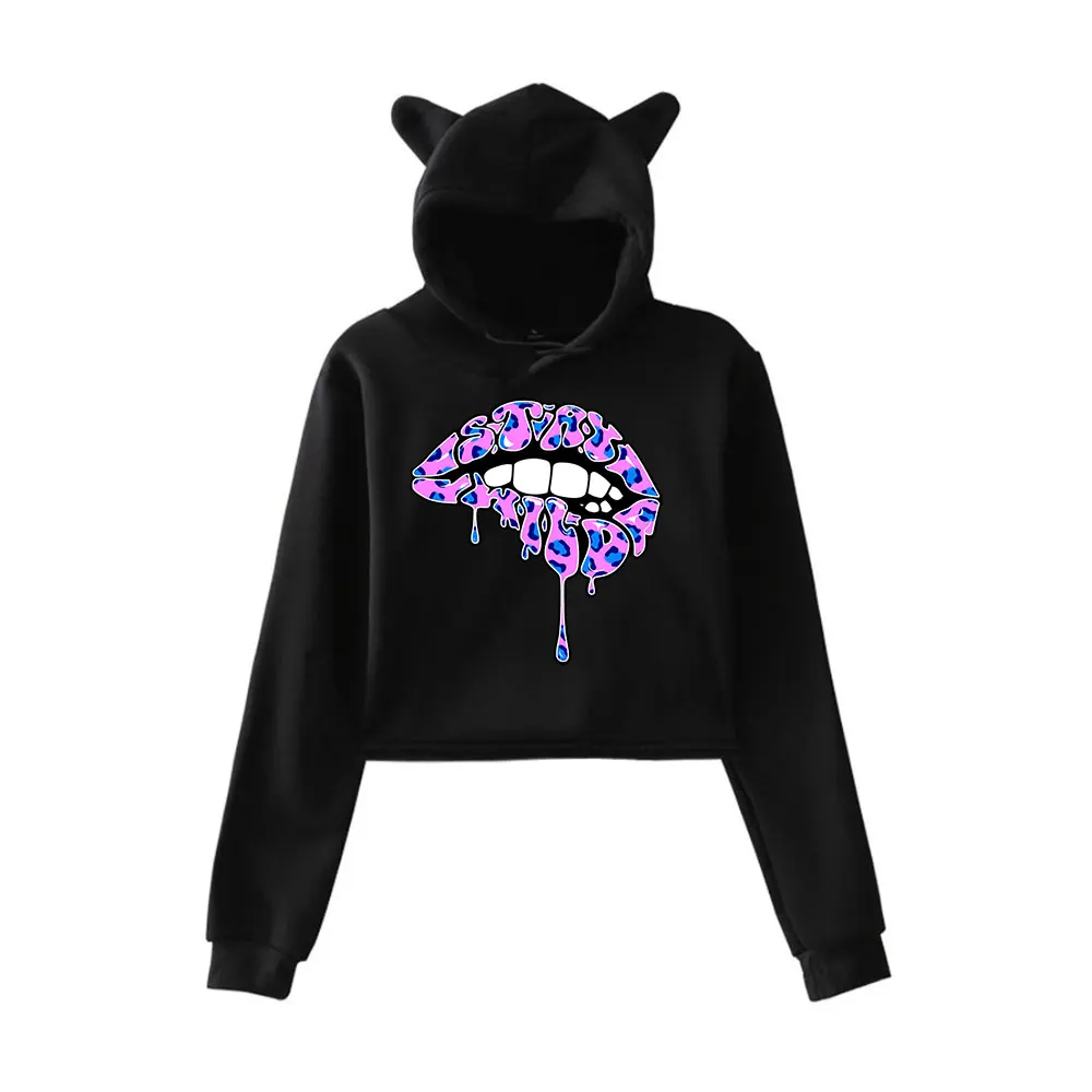 

Ben Azelart Stay Wild Lip Hoodie Vintage 90s Streetwear Hoodie Merch Hoodies Fashion Sweatshirts for Girls Cat Ear Crop women