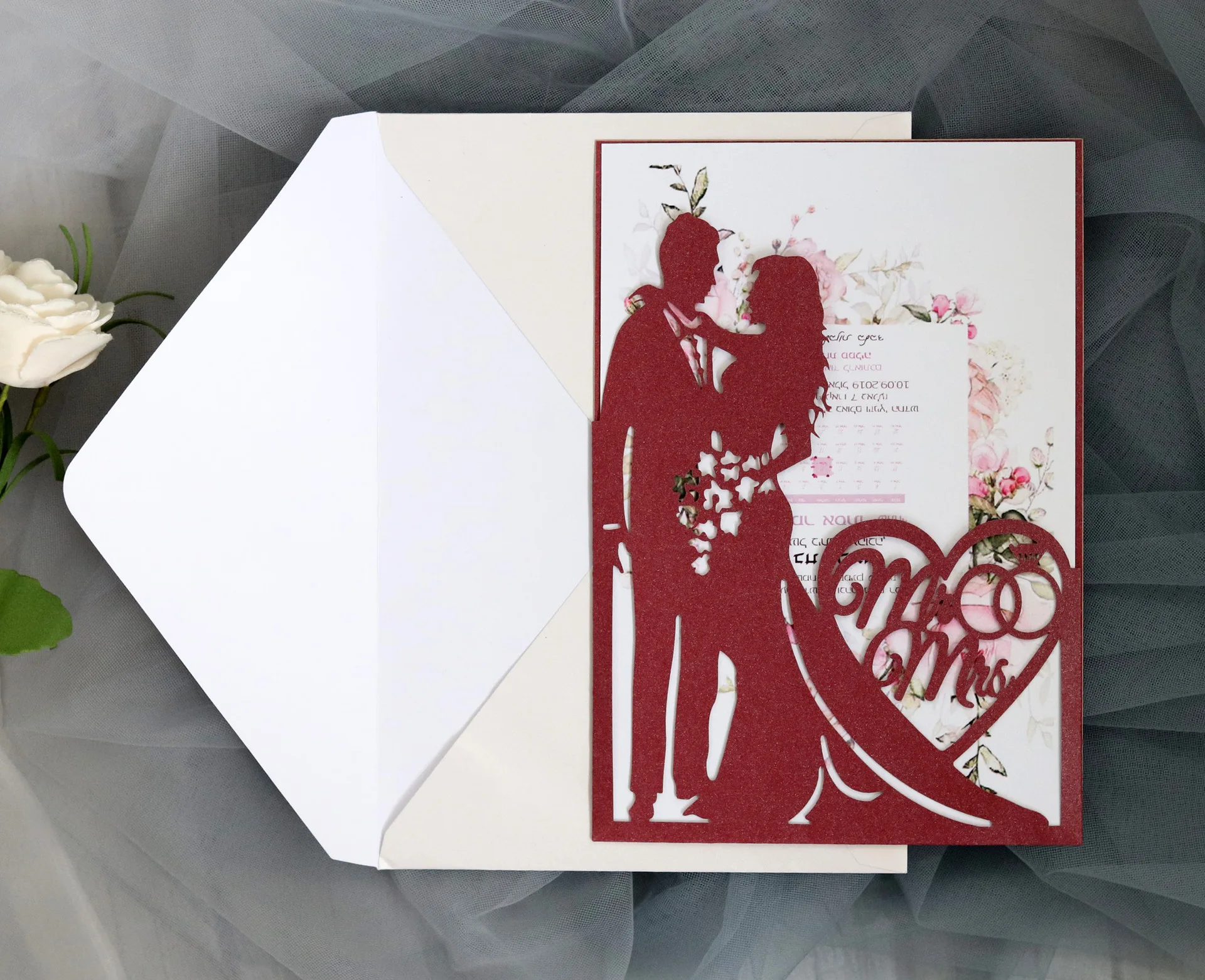 

25pcs Bride and groom's love Wedding Invitation Letter Greeting Card Birthday Adult Baptism Envelope Postcard Party Decoration