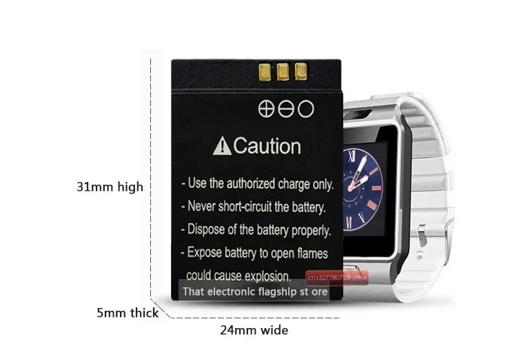 200pc Smart Watch Battery LQ-S1 3.7V 380mAh Lithium Rechargeable Battery for Smart Watch QW09 DZ09 W8 Universal Watch Battery