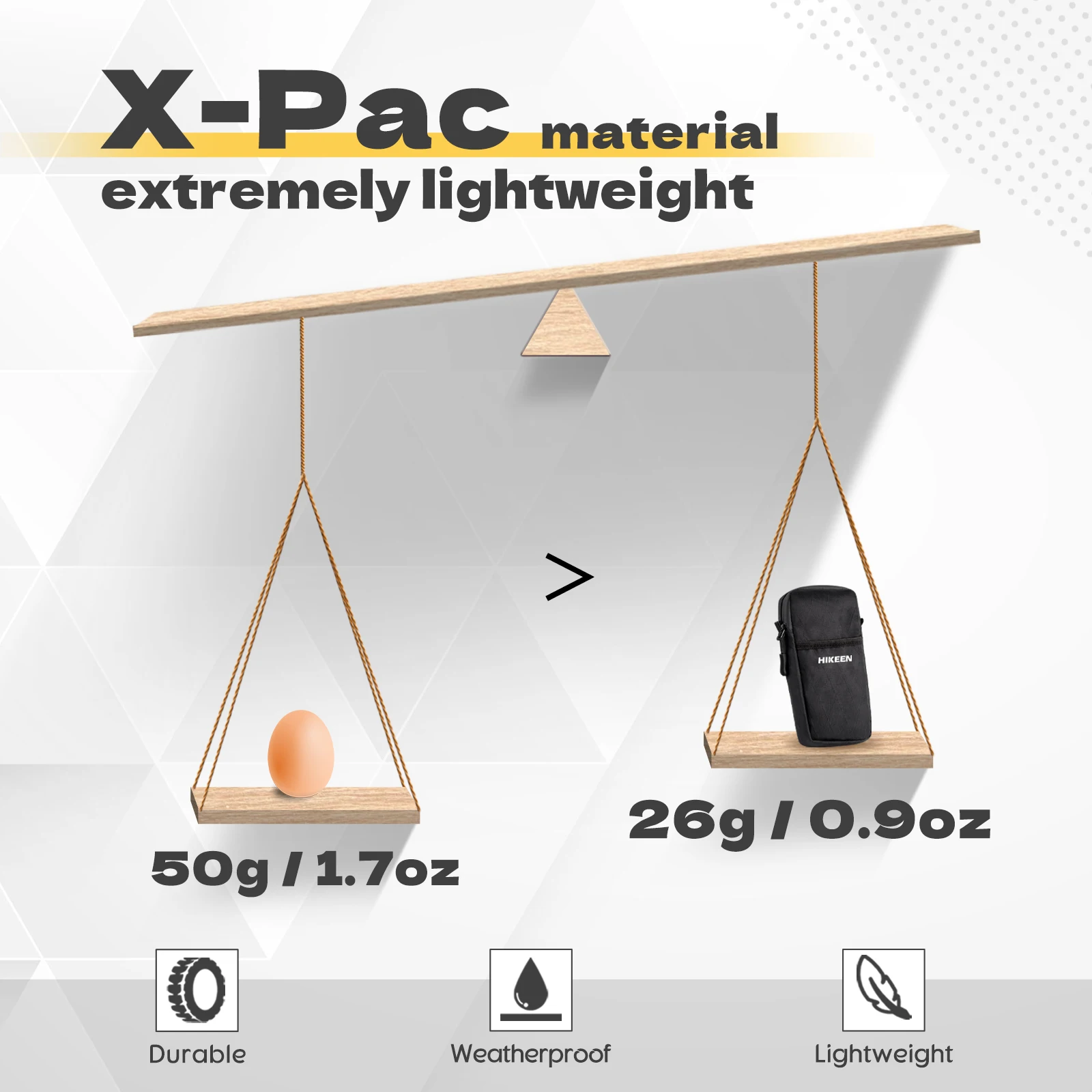 حقيبة ظهر Hikeen X-Pac بحزام للهاتف مع حلقة تسلق، حقيبة تكتيكية مقاومة للعوامل الجوية للاستخدام في الهواء الطلق/المشي لمسافات طويلة/التسلق