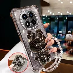 RedmiNote14 pro 5G Shockproof Holder Case for Xiaomi Redmi Note 14 pro Plus 5G 14C 14T Cute Bracelet Soft Cover Cases Note14pro