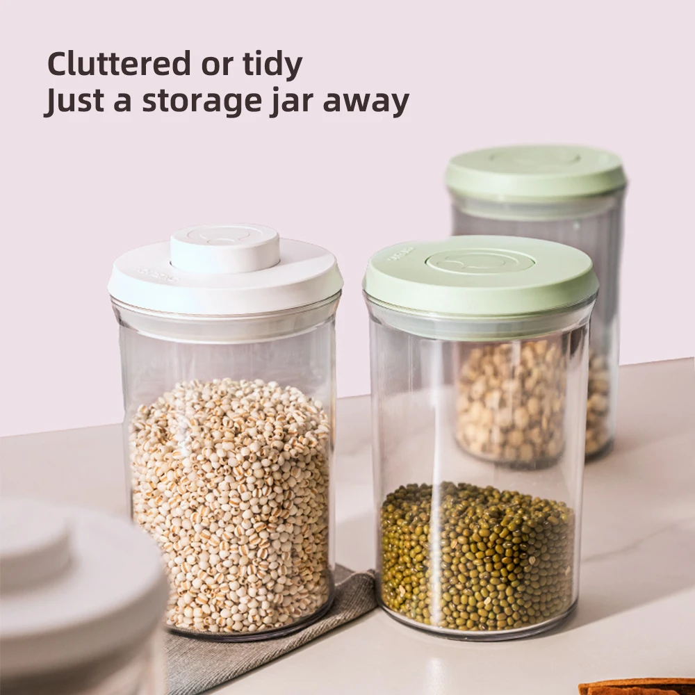 Sealed Jars Kitchen Pressing Moisture Resistant Fresh Food Storage Jar Candy Coffee Fridge Sealed Leakproof Transparent Storage