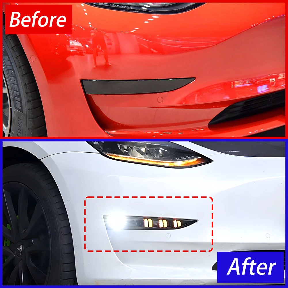 For Tesla Model 3 Model Y 2019-2023 Front Bumper Upgrade  LED Fog Lamp Daytime Running Light Assembly Tool Car Accessories