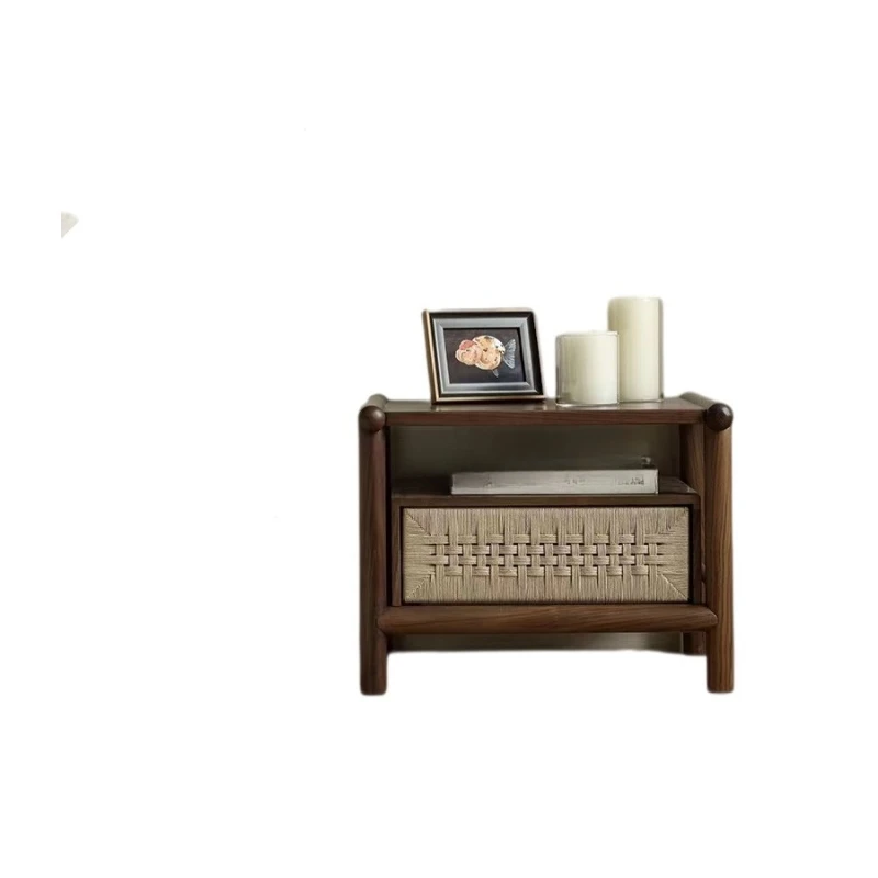 

Black walnut bedside table, pure solid wood bedside cabinet wind bedroom furniture