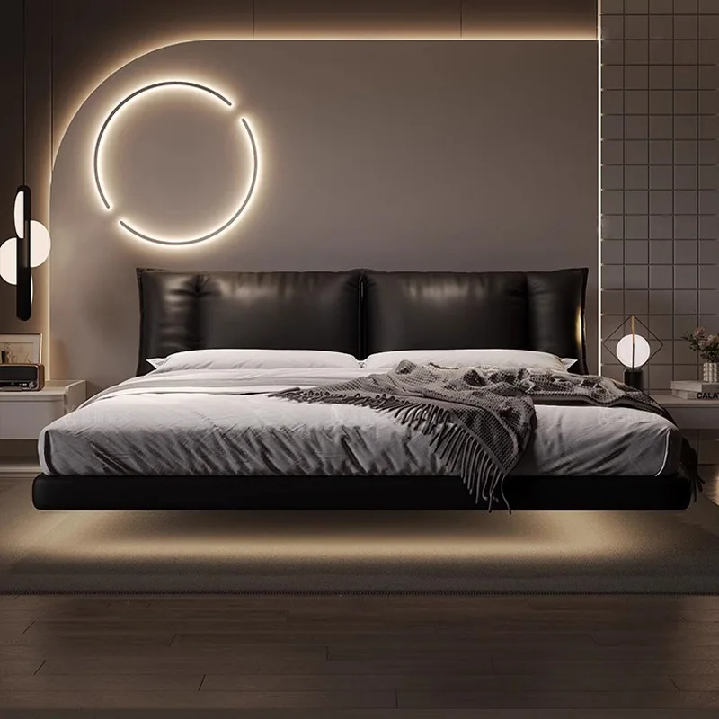 

Floating bed Master bedroom soft bag double bed 2 * 2.2 meters black