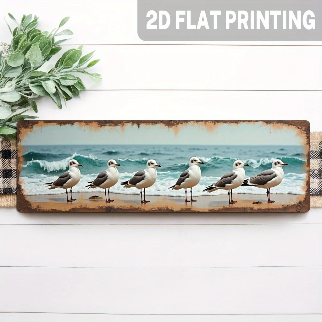 2D Coastal Style Seagulls Ocean Theme Wooden Signboards Rural Wall Art Beach Villa Coffee Shop Entrance Hall Outdoor Home Decor