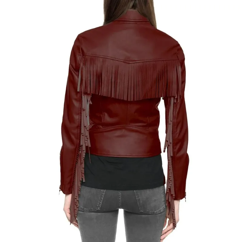 Women's Leather Jacket Style Girl Jacket Striped Red Leather Jacket Fashion Trend