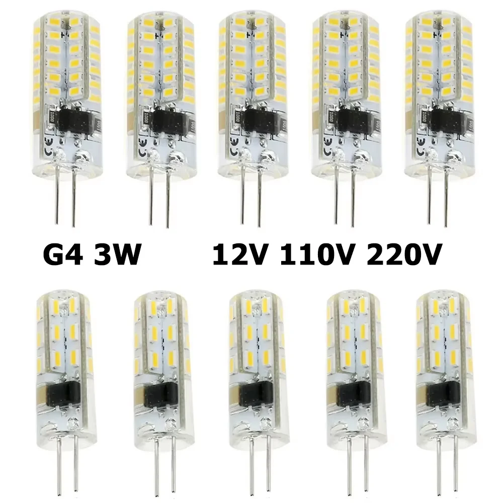 10Pcs/Lot G4 3W 24 LEDs Corn Light 2835 SMD Replace Halogen Lamp Bulb 12V AC/DC 110V 220V 360 Beam Halogen Light Chandelier