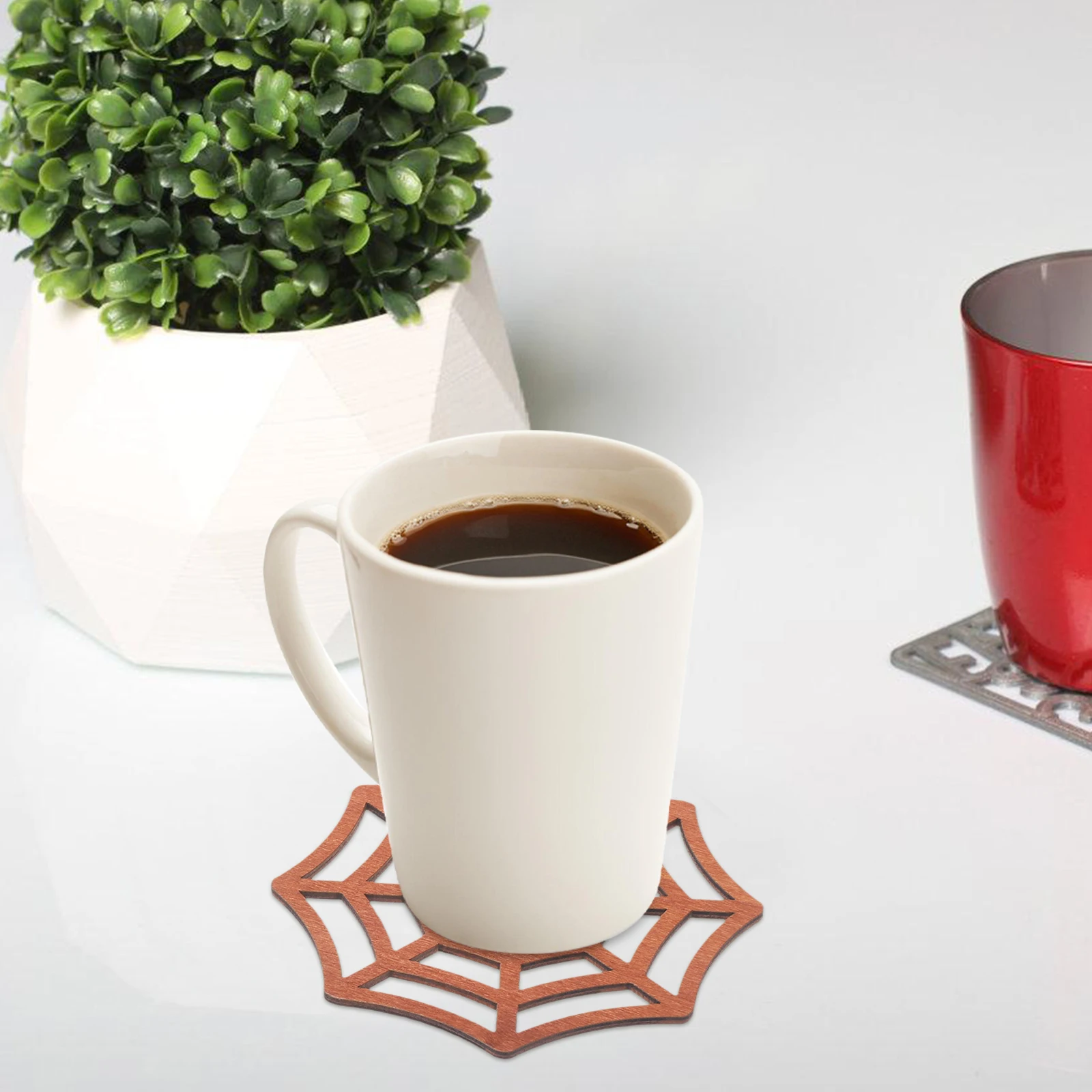

1 Set Spider Web Wooden Coasters Halloween Decorative Coasters Insulated Place Mats