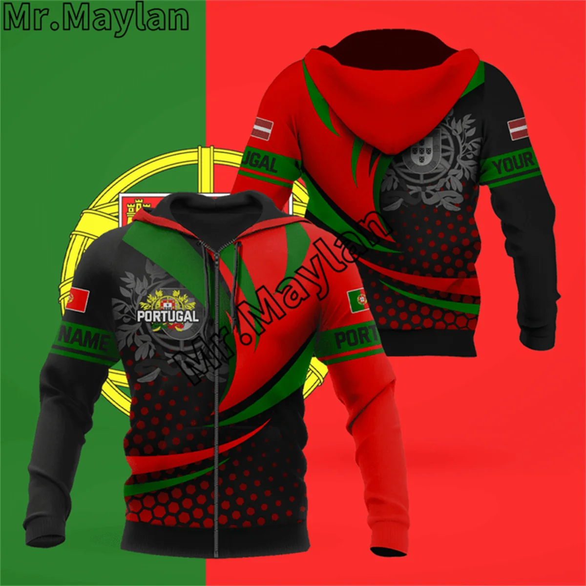 CUSTOMIZE PORTUGAL COAT OF ARMS 3D Print ADULT Hoodie Men/Women Sweatshirt Streetwear Zip Pullover Casual Jacket Tracksuits-089