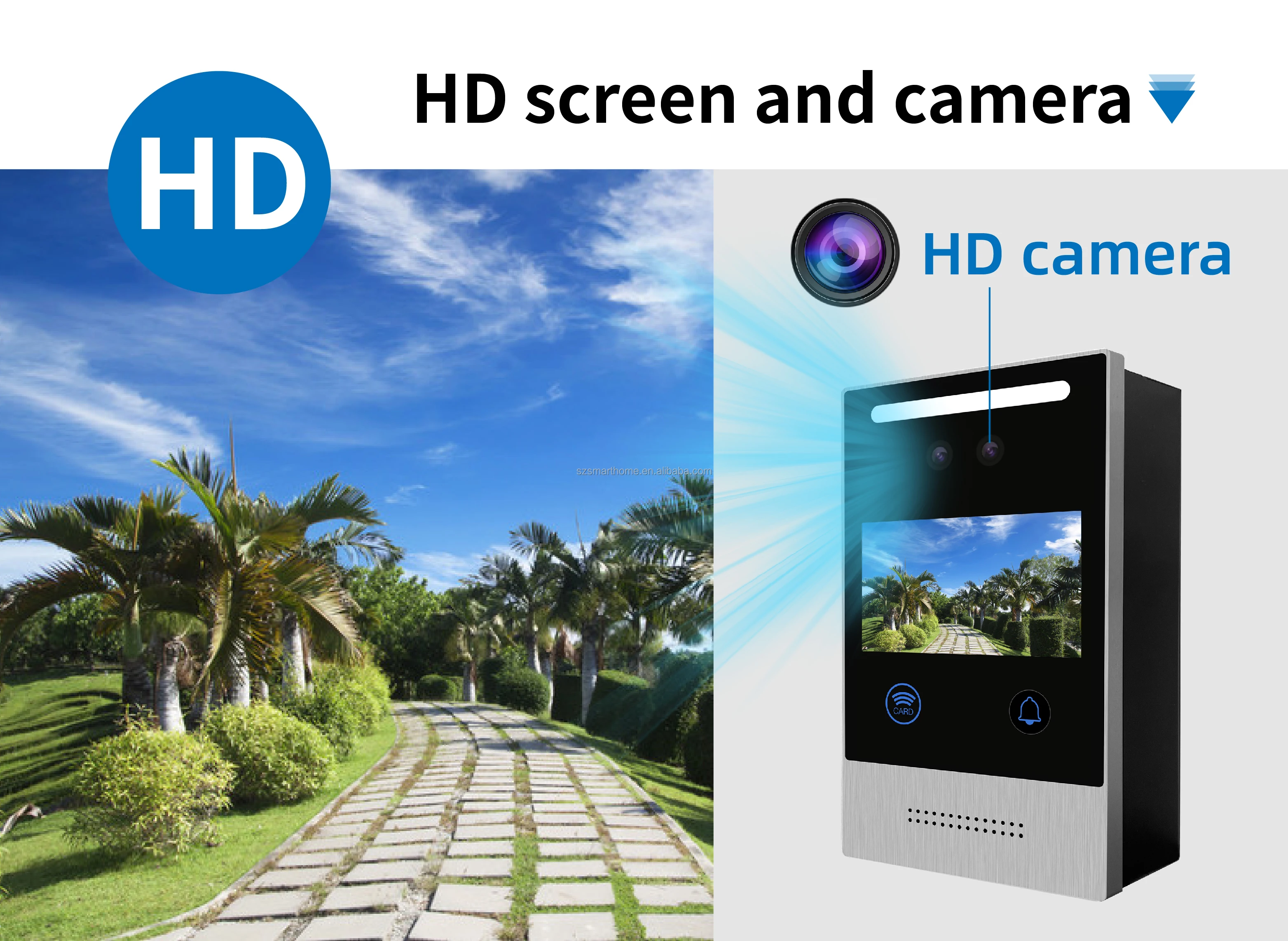 4.3 بوصة مقاوم للماء لون فيديو باب الهاتف نظام الاتصال الداخلي مع قفل مغناطيسي وحلقة جرس باب الكاميرا