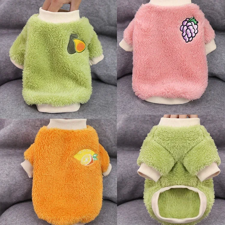 Plush Pet Winter Clothes Cute Fruit Pattern Thickened Warm Dog Vest for Small Medium Dogs Soft Winter Puppy Jacket Teddy Costume