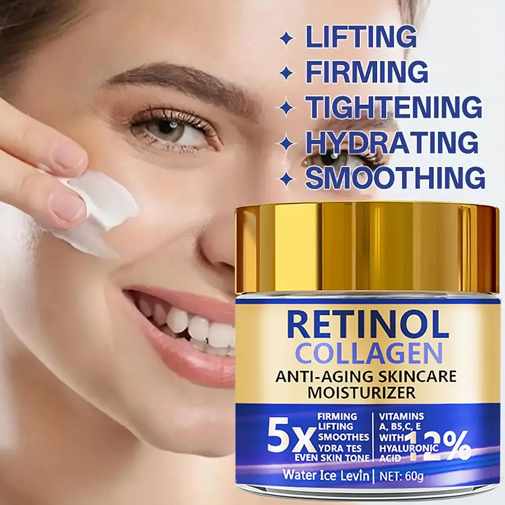 Facial Lotion Face Moisturizer Retinol & Collagen Cream For Women Men Moisturizing Nourishing Day & Night Skincare Serum view 2