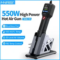 FNIRSI SAG-55 Micro Hot Air Gun 550W with Stand BGA Rework LCD Digital Hair Dryer Soldering Heat Gun for Welding Repair Tools