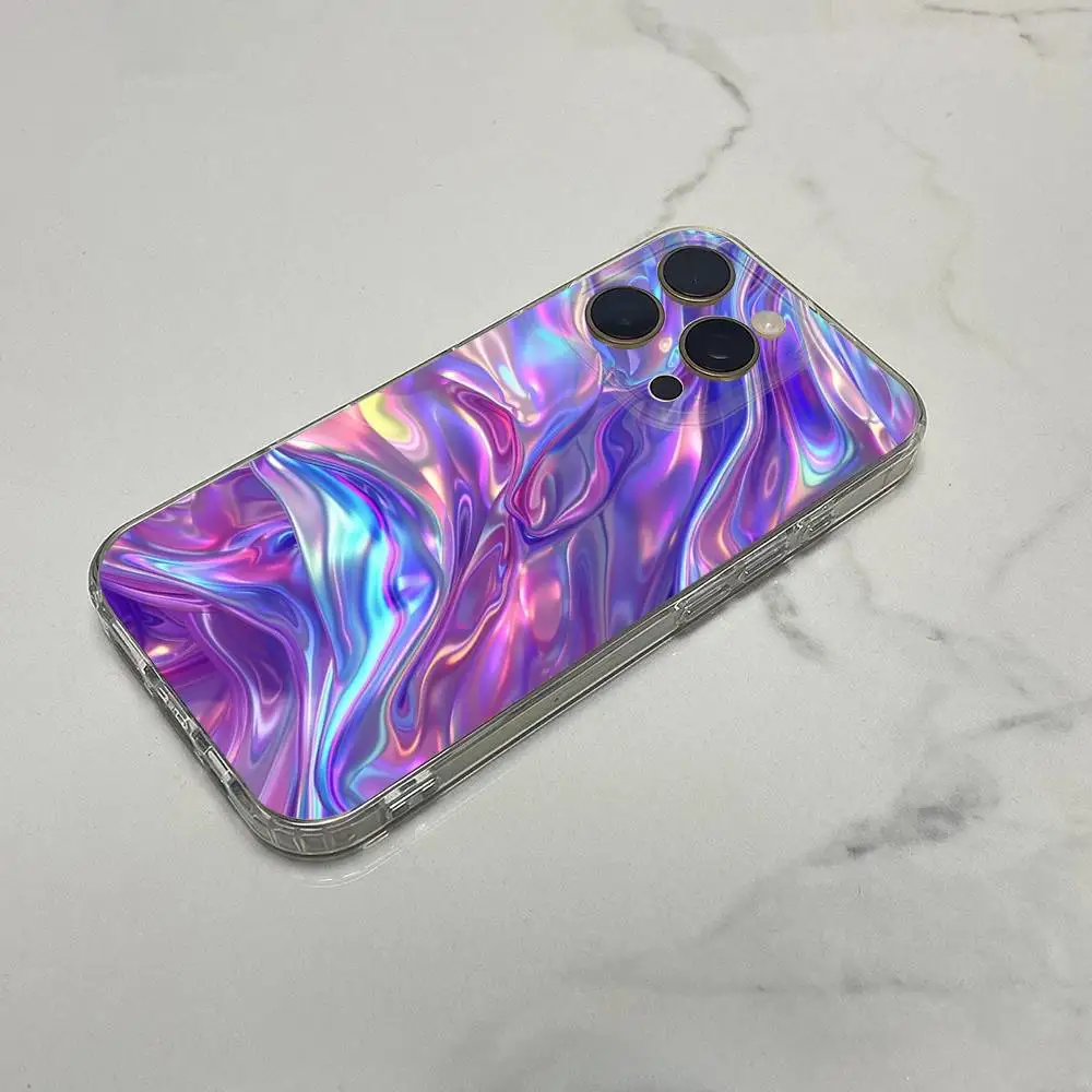 Funda de teléfono artística con textura líquida abstracta para iPhone 17,16,15,14,13,12,11,Plus,Pro,Max,Plus,E,Air,Mini transparente