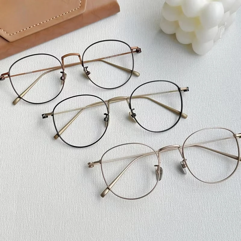 Pure Titanium Square Women Glasses Frame Ultra Light Fashionable Gold Wire Designer Brand Eyeglasses Men Myopia Reading Eyewear