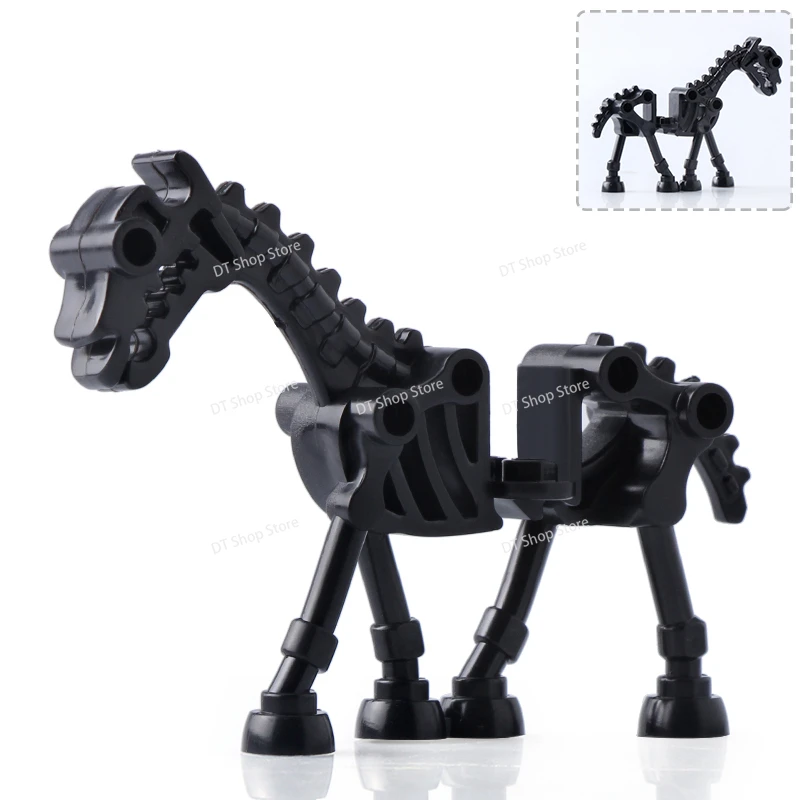 Cavaliere medievale cavallo da guerra scheletro cavallo animale Building Blocks illumina mattoni giocattoli educativi bambini per regali