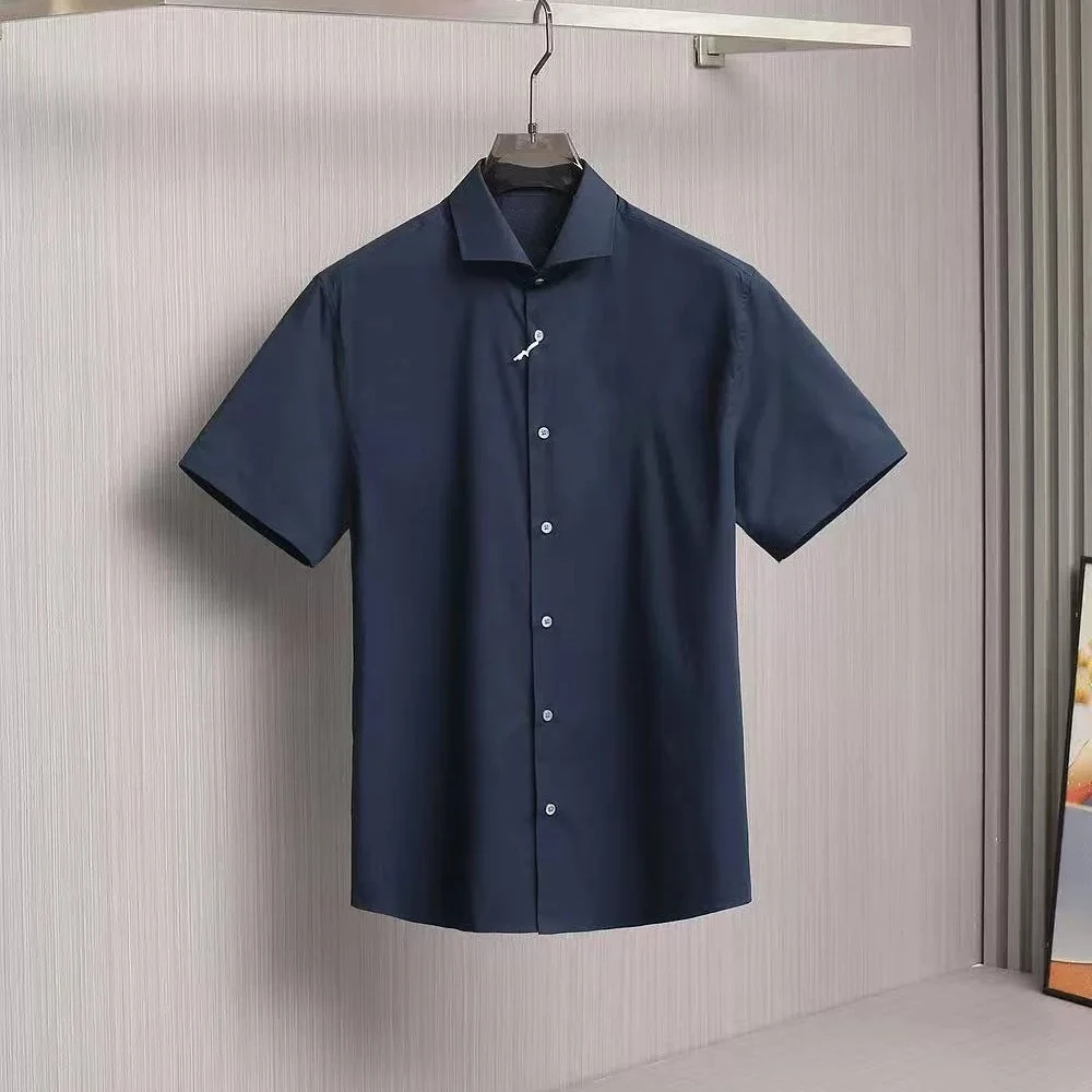 Italian BC Embroidery Old Money Style Men's Short Sleeve Shirt Business Breathable Shirt