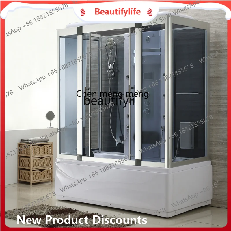 sscn8617 Curved Shower Room Prefabricated Bathroom Surfing Rectangular High Basin Steam with Bathtub