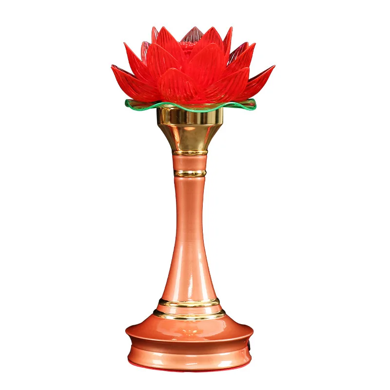 

Lotus lamp LED Buddha front everlasting household Guanyin lotus plug-in oriental glazed platform lamp for wealth lamp