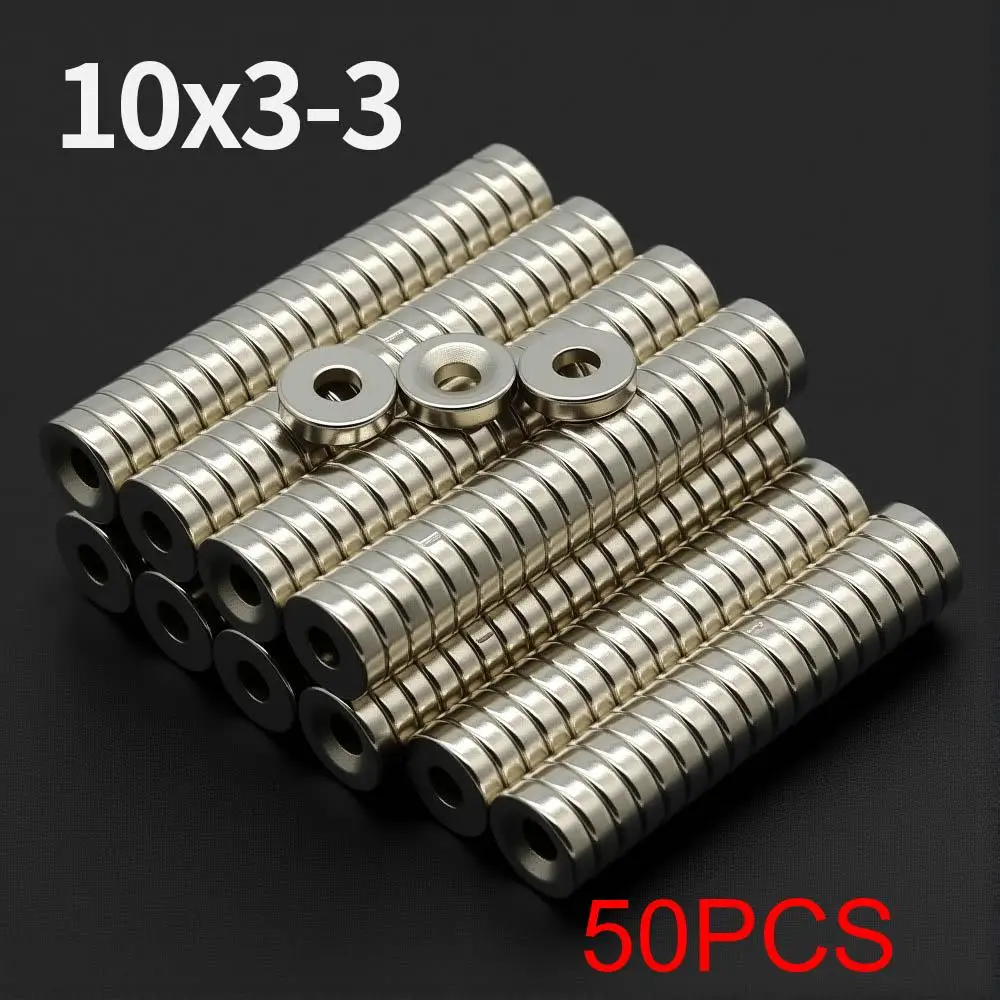 Leistungsstarker Neodym-Magnet mit Löchern N35 NdfeB Permanentmagnet imanes Runde superstarke Kühlschrankmagnete DIY 12x3-3mm 10x3-3