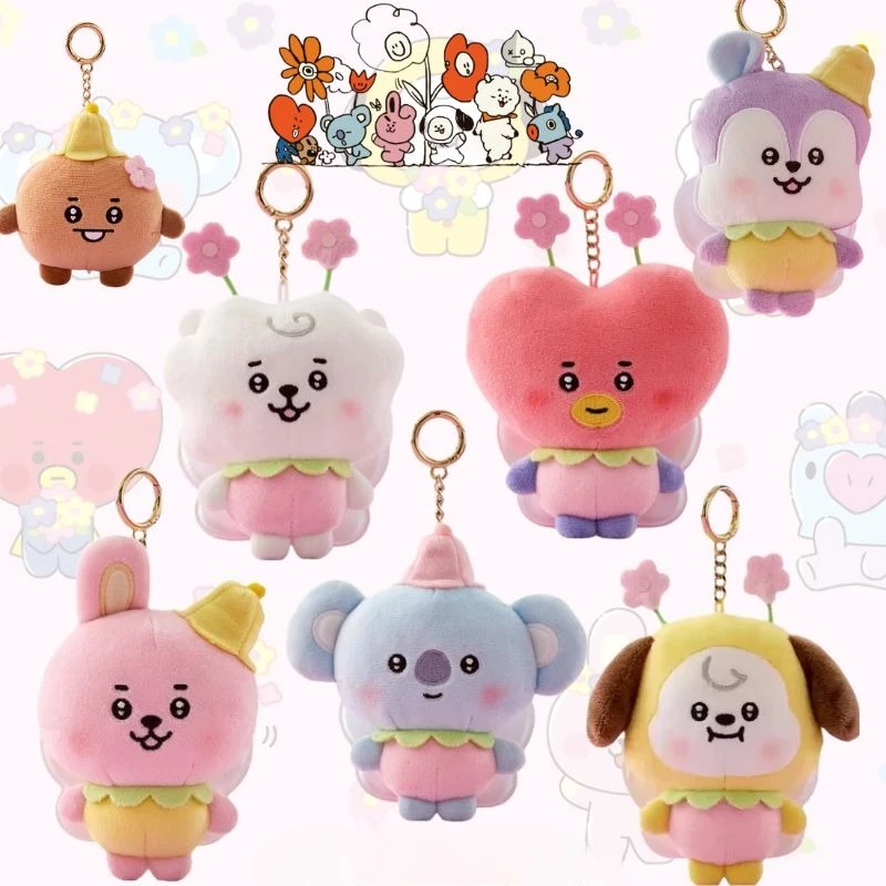 New 10Cm B t  2 1 Kawaii Anime Bee Series Shooky Koya Plush Keychain Cute Cartoon Rj Cooky Bag Pendant Decoration Girl Gift