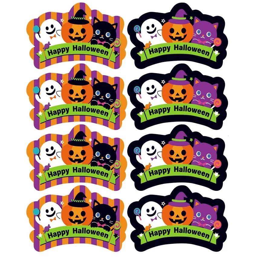 

8pcs Halloween Party Pumpkin Ghost Cat Game Stickers Ghost Festival Party DIY Kids Trick Or Treat Happy Halloween Day 2025