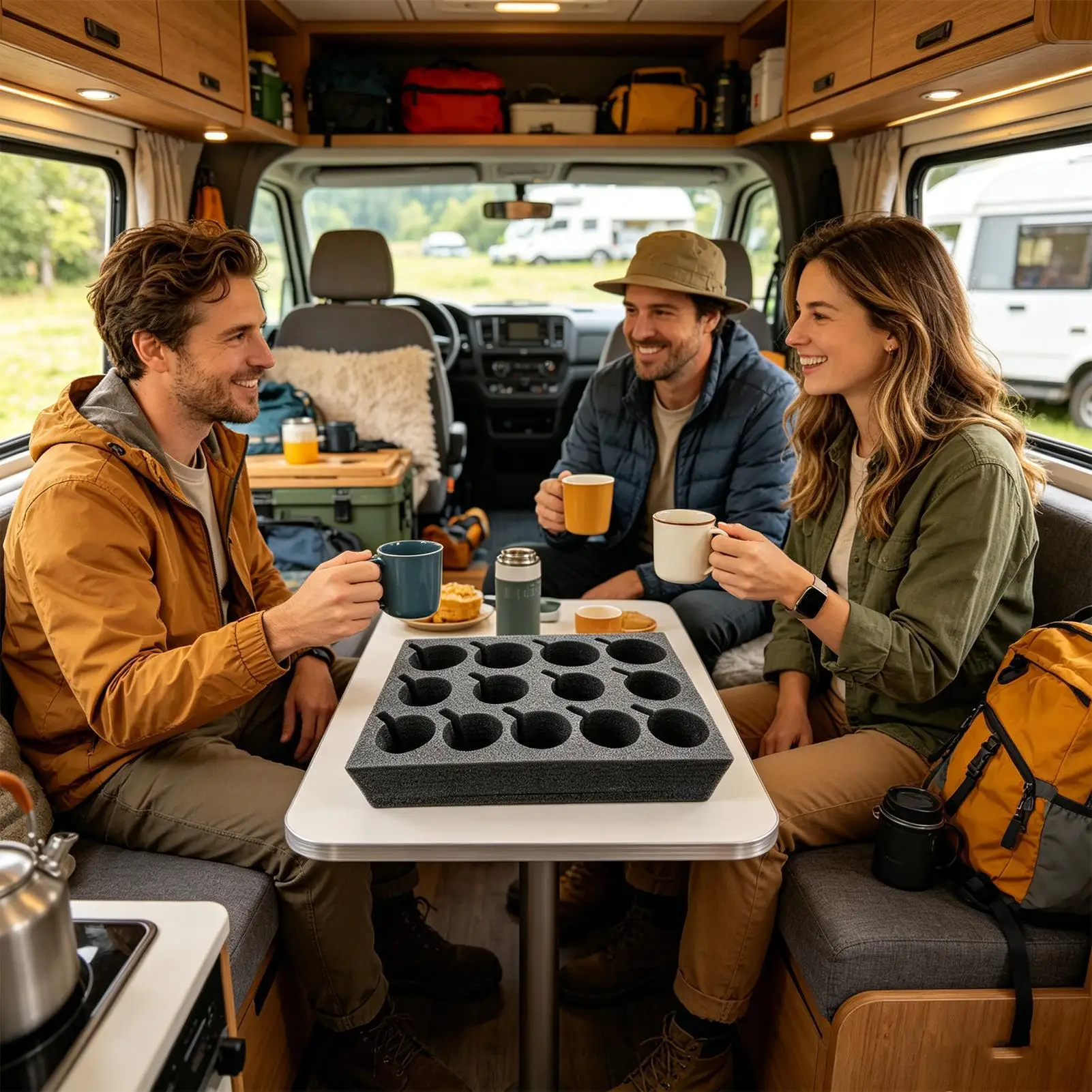 RV-Getränkehalter mit 13 Fächern, platzsparendes Schaumstoffregal, Getränkebecher-Aufbewahrungsfach für Wohnwagen, LKW, SUV, Camper, Wohnmobil, Boot, Küche