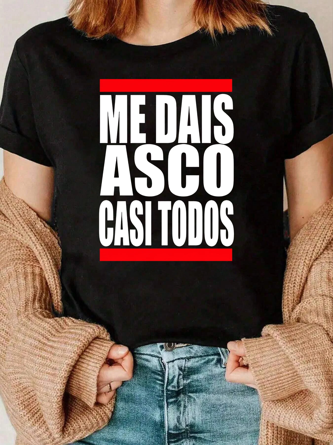 Me Dais Asco Casi Todos Print T-Shirt Freizeitkleidung für Damen 220g