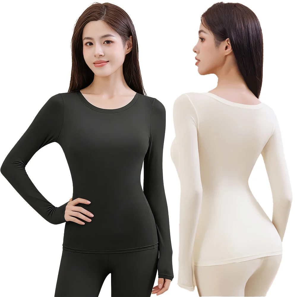 

Комплект женского термобелья с длинным рукавом: облегающий базовый костюм, эластичные колготки, теплая бесшовная термоодежда больших размеров