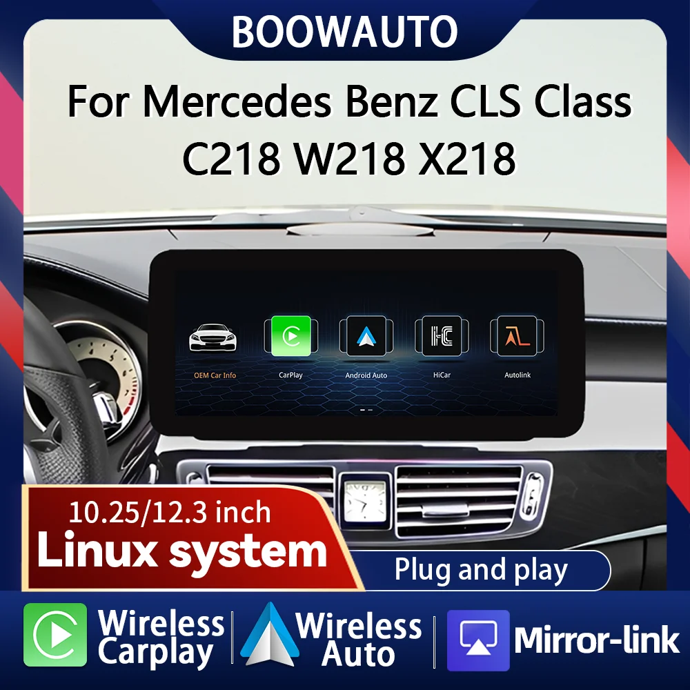 For Mercedes Benz CLS Class W218 X218 2012-2018 12.3 inch Linux System Car Radio Multimedia Player Wireless Carplay Android Auto