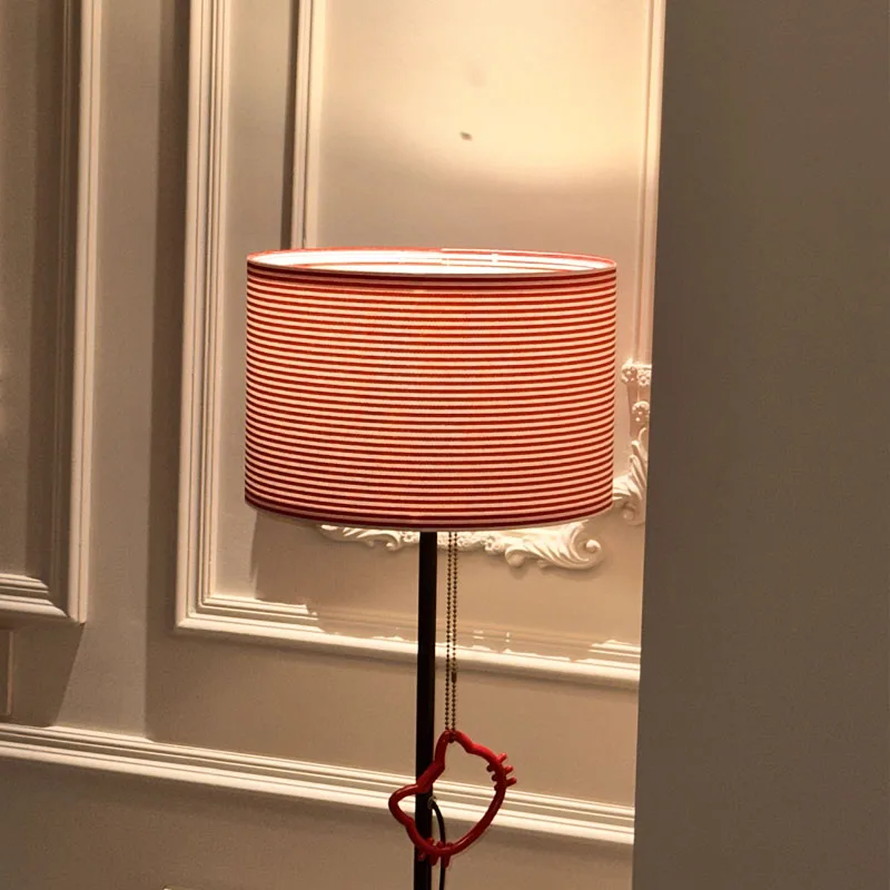 E27 Creative Detachable lampshade Red stripes Circular Linen Fabric 15-40cm Lamp Shade covers for DIY Table Lamp Pendant Replace