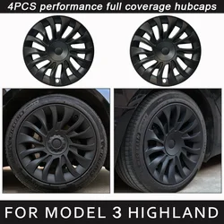 4PCS Coprimozzo per auto per Tesla Model 3 2024 Highland 18 pollici Copriruota di ricambio Automobile Coprimoto completo Accessori Copriruota