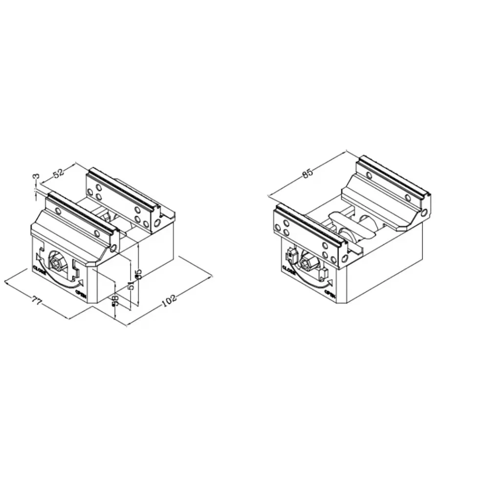 77 mm Steel Self Centering Vise 0-85 for 5 Axis CNC Milling  HE-R06822.85