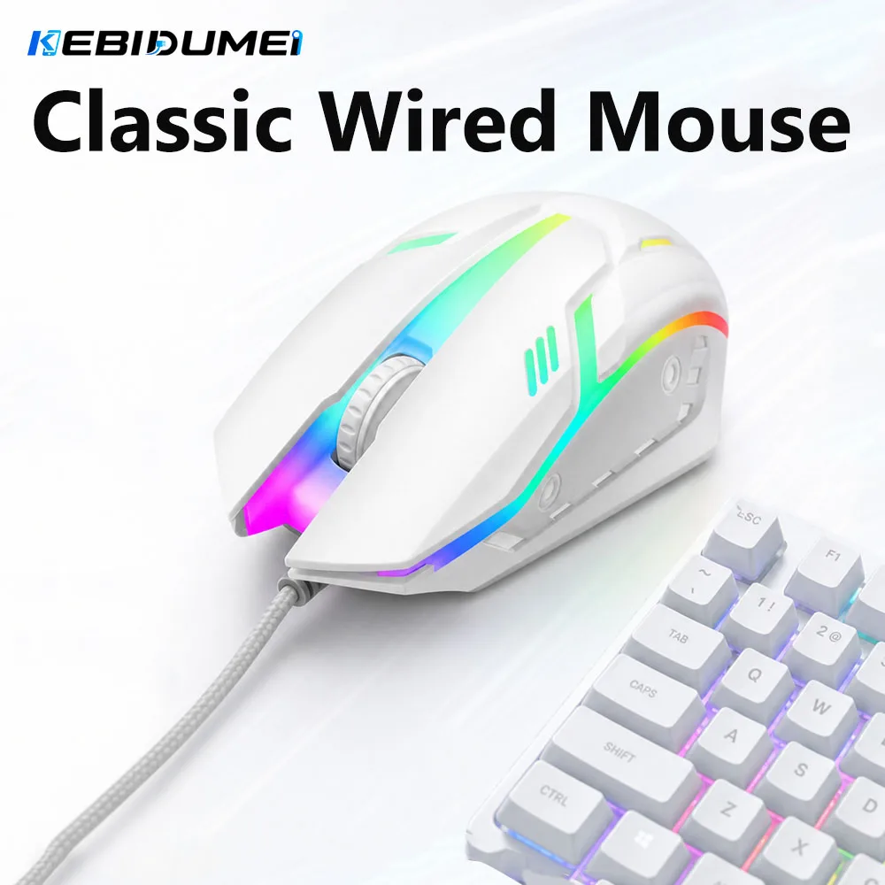 KEBIDUMEI Classic USB Wired Mouse LED Backlit Gaming Mouse Low Noise Retro Office Mice Computer Accessories For Desktop Laptop