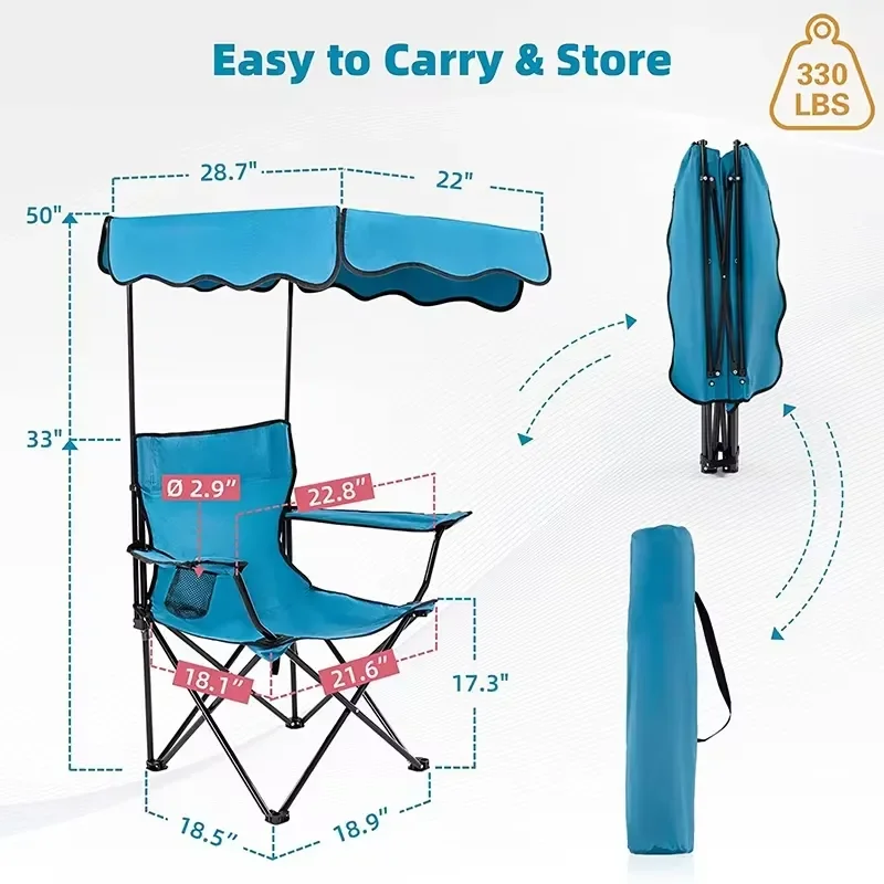 for Iron Ceiling-style Sun Protection Beach Garden Hiking Folding Chair Portable Outdoor Camping