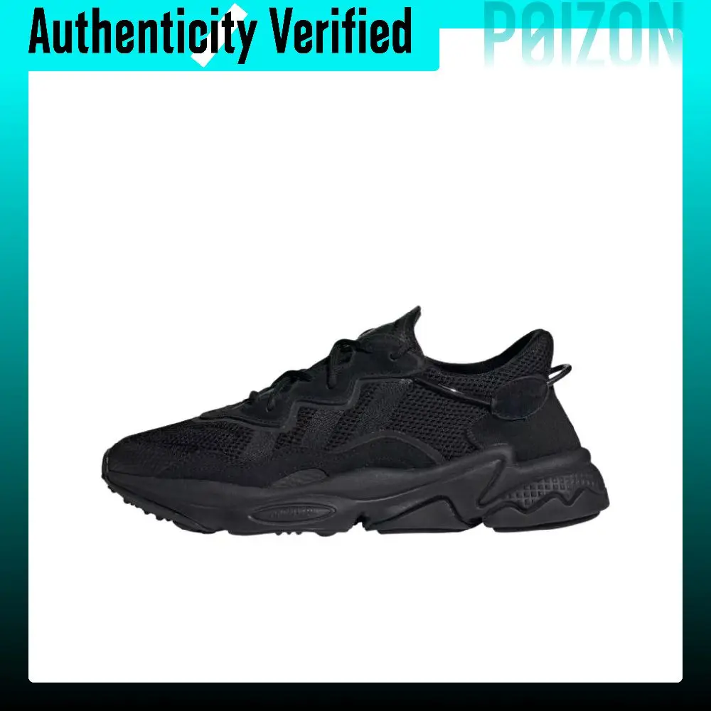 Adidas Originals Ozweego Black Warrior Leather Retro Sports Low top Chunky Sneakers Unisex Pure Black EE6999