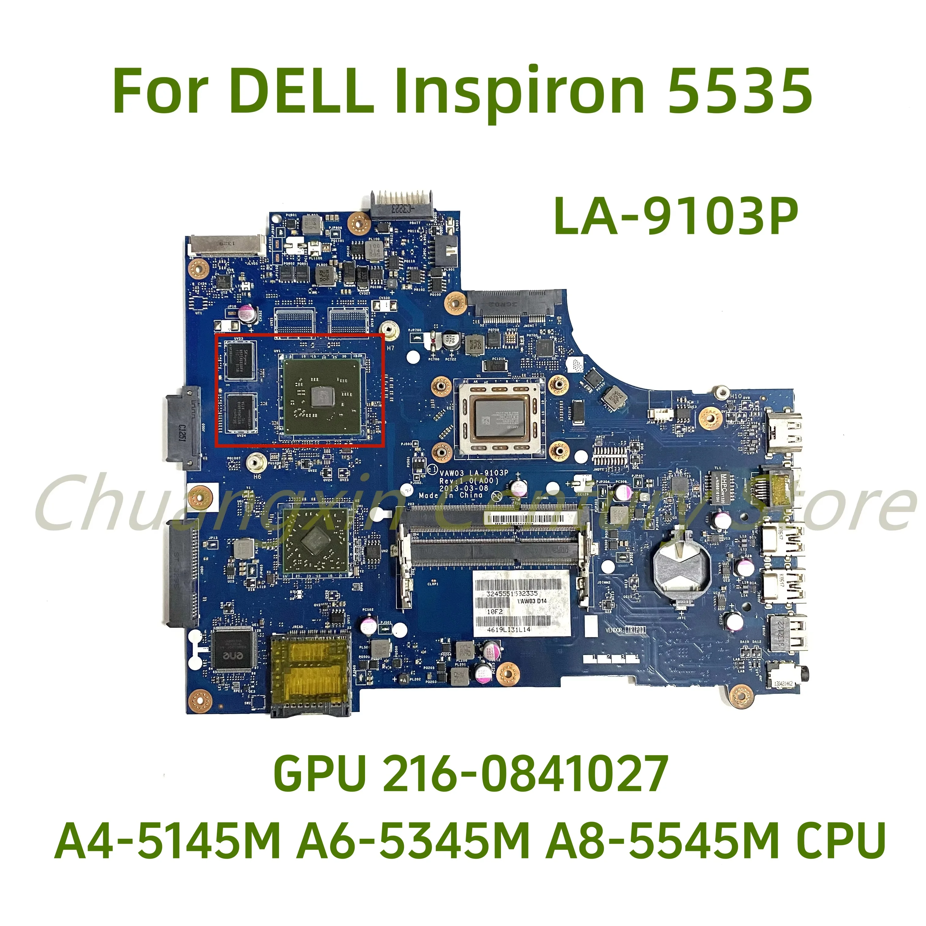 For Dell INSPIRON M531R 5535 laptop motherboard VAW03 LA-9103P with A4 A6 A8 CPU GPU original mainboard 100% Tested Fully Work