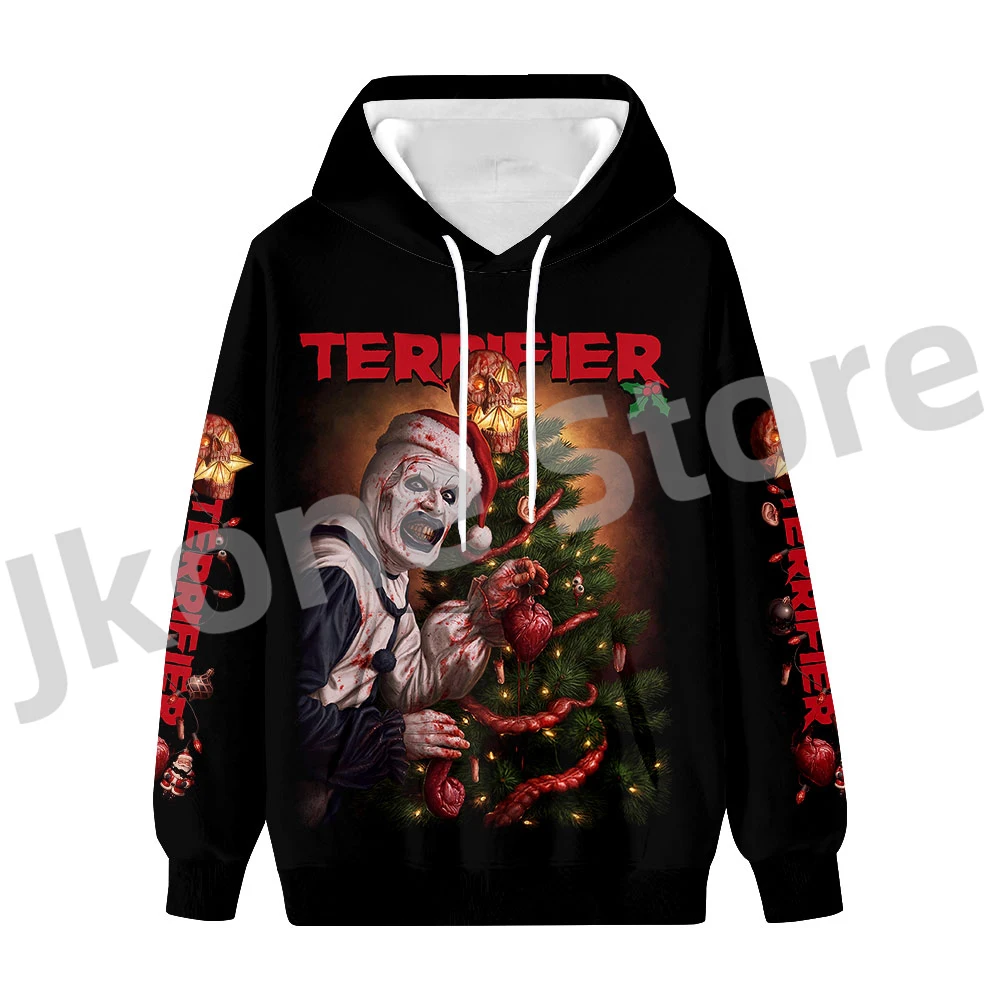 Terrifier bluzy z kapturem Boże Narodzenie Horror Merch Cosplay kobiety moda męska bluzy w stylu Casual Streetwear