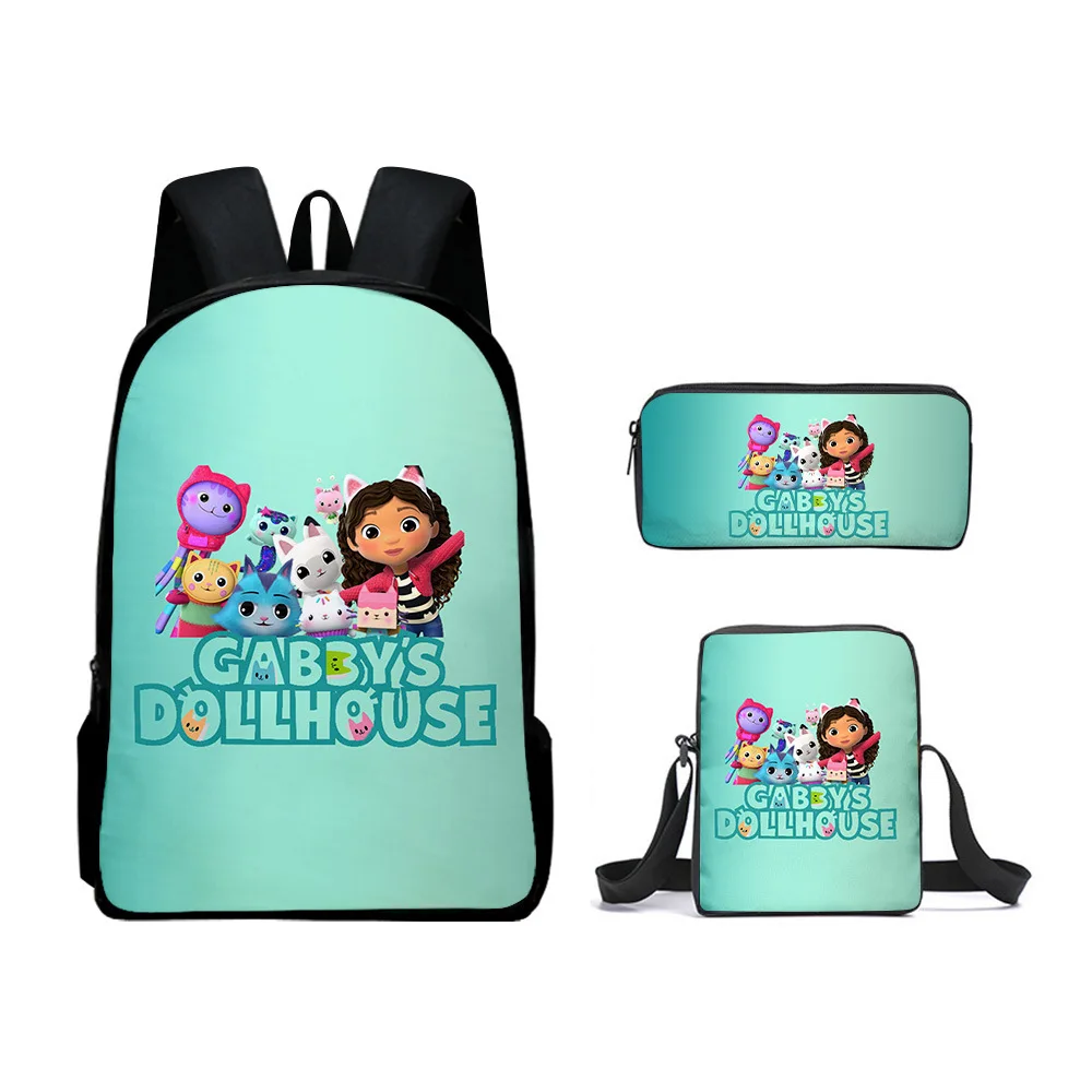 

Gabby's Dollhouse Peripheral Primary and Secondary School Students School Bag Backpack Shoulder Pencil Bag Three-piece Set