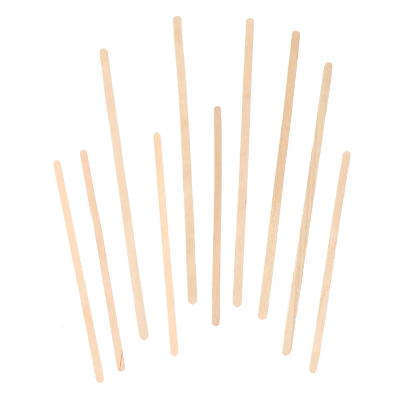 50Pcs Disposable Wooden Coffee Stirrers Hot Cold Drinking Stir Beverage Sticks^.~