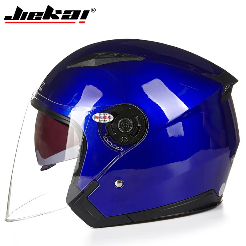 Casco de moto de carreras, capacete de cara abierta para motocicleta, vintage, con doble lente, JK-516