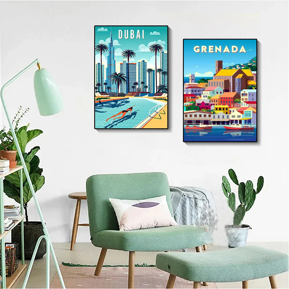 Stadtlandschaft Diamant Malerei Kit Türkei Dubai Tansania Landschaft Zeichen Mosaik Stickerei Kunst Wand Wohnzimmer Dekoration – Detail 2