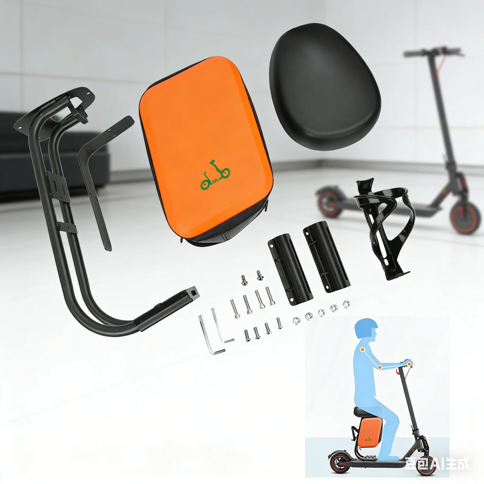 

1 Set Scooter Seat For M365/1s/pro/Pro2/mi3/maxg30/g2 E-Scooter Multifunctional Shock-absorbing Chair Seat With 10L Storage Bag