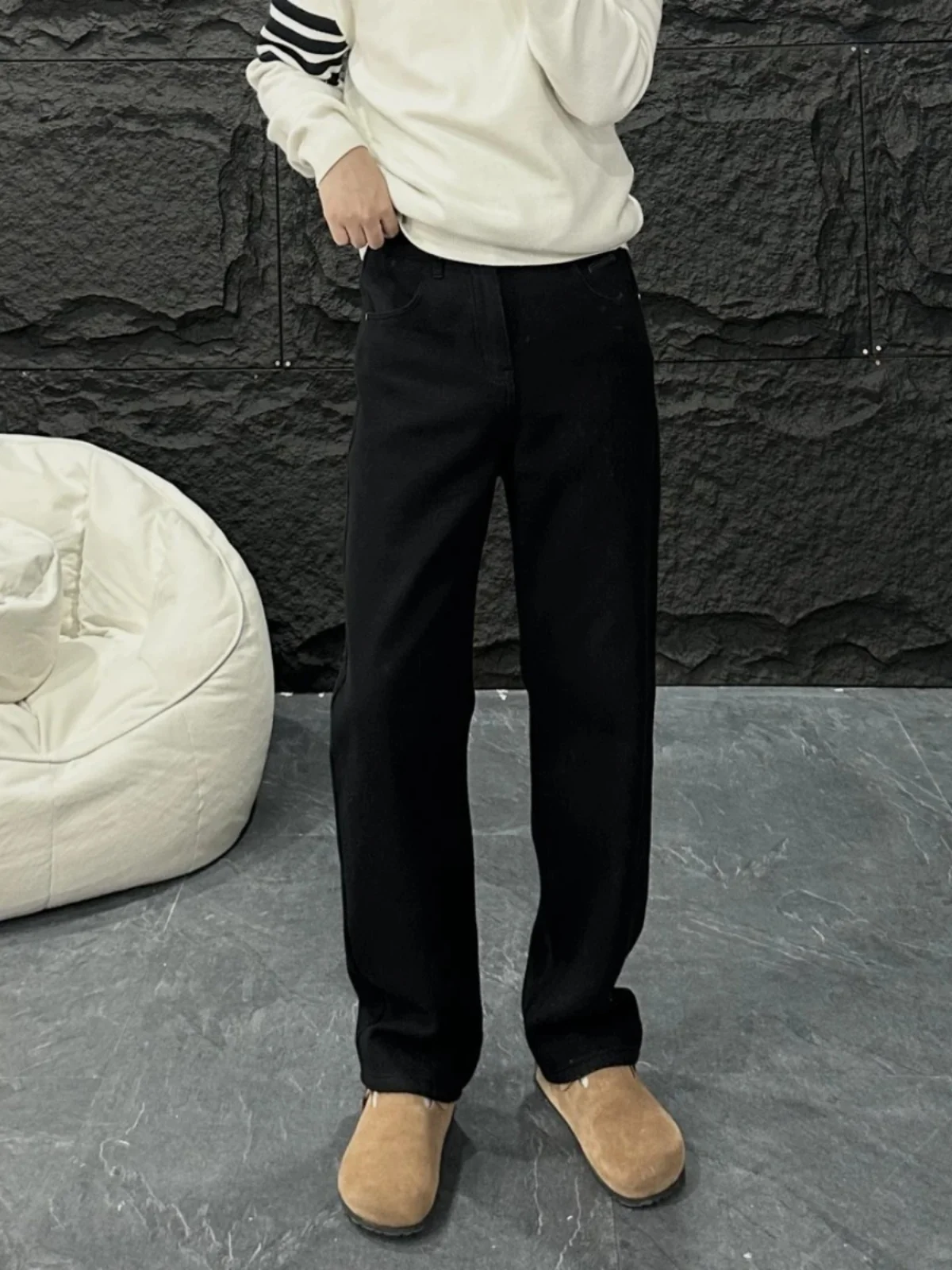 

Мужские рабочие джинсы Cleanfit Bla Knife с флисовой подкладкой, прямого кроя, в американском уличном стиле, зимние брюки