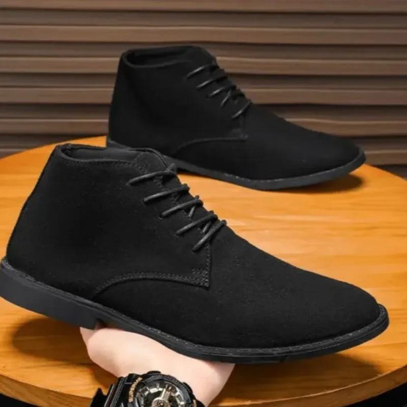 

Men's Chelsea Boots Fashion Pointe Ankle Boot Quality Suede Casual High Top Boot Retro Cowboy Boots Business Dress Boots for Men