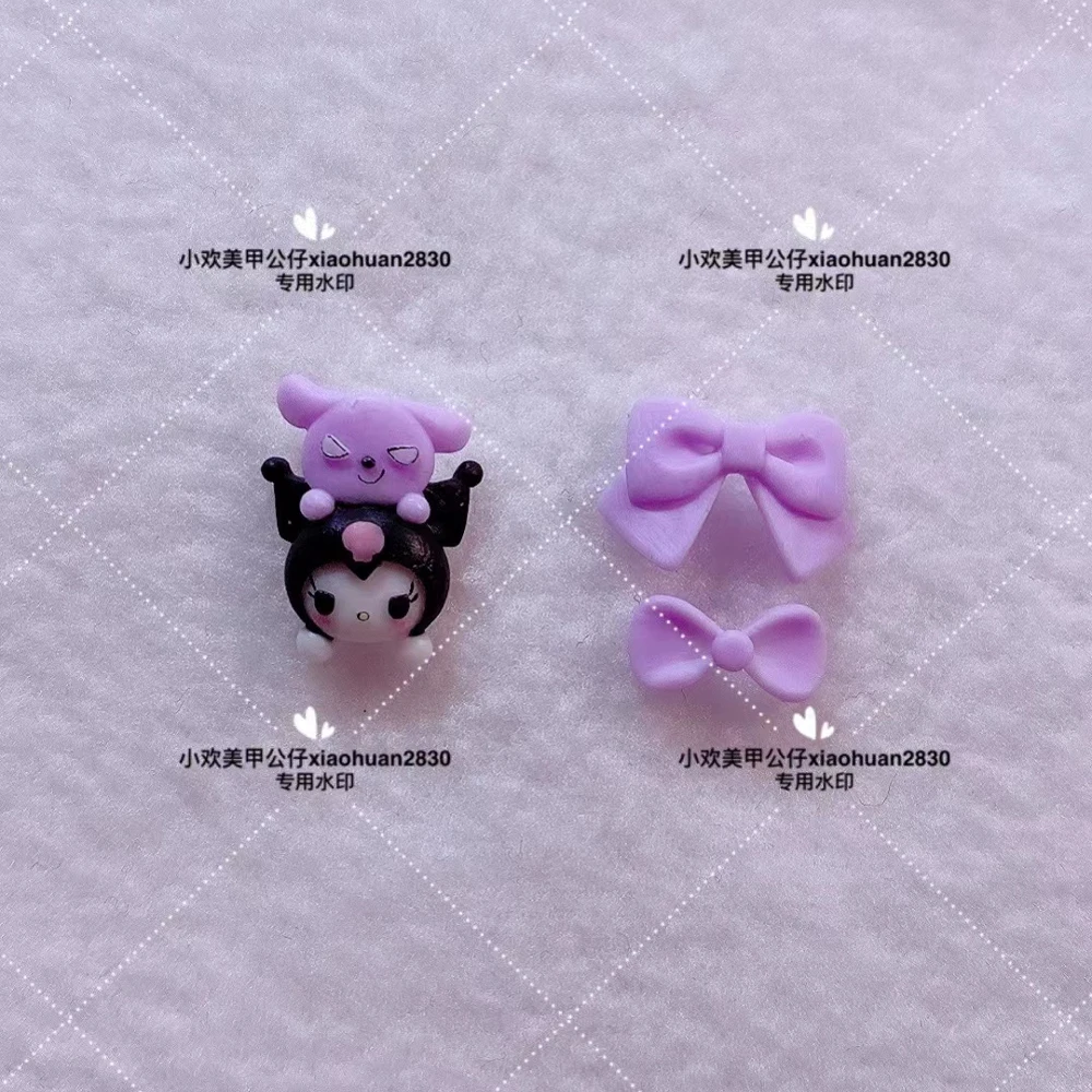 Kawaii Sanrio Kuromi Handmade Nail Mold Accessories Diy Devil Bowknot Design Silicone Finished Nail Template Mold Holiday Gifts