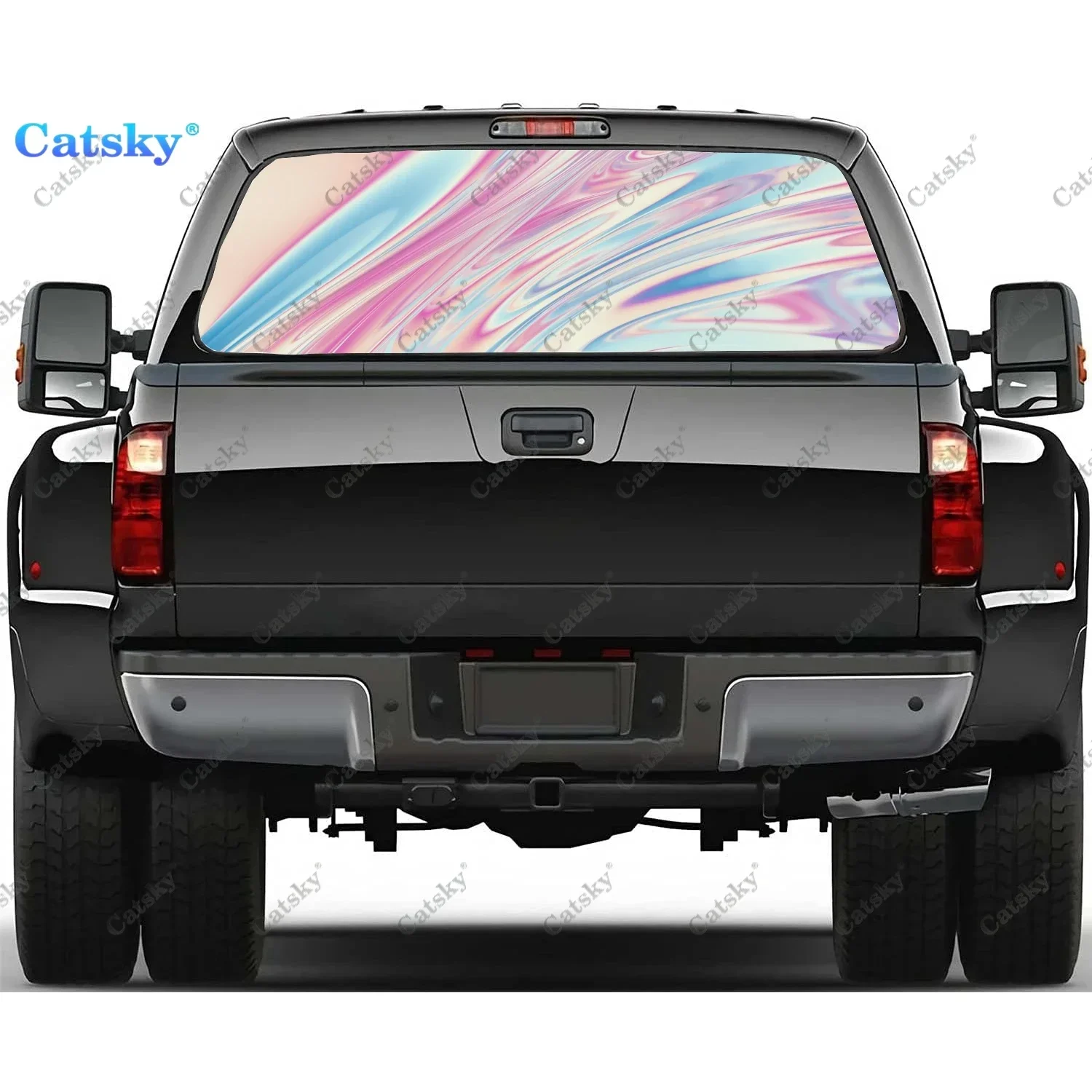 

Holographic Rainbow Colors Rear Window Decal Fits Pickup,Truck,Car Universal See Through Perforated Back Window Vinyl Sticker