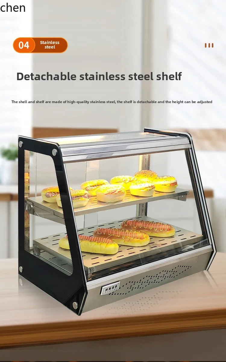 حاضنة الدجاج المقلي الزجاجية التجارية ZML خزانة عرض درجة حرارة ثابتة صغيرة لتسخين الطعام المقلي