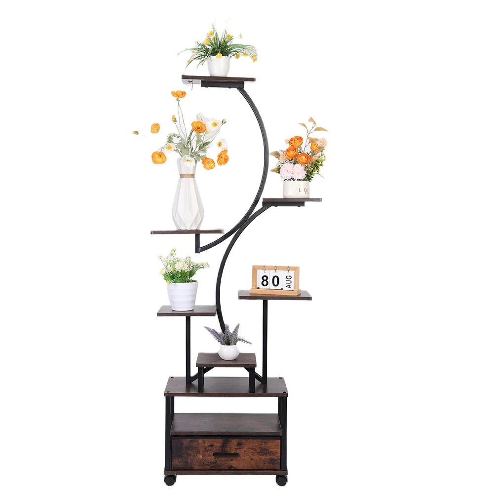 

Металлическая подставка для растений с лампами для выращивания, высотой 65 дюймов, для комнатных растений, многофункциональная угловая подставка для растений для гостиной и патио